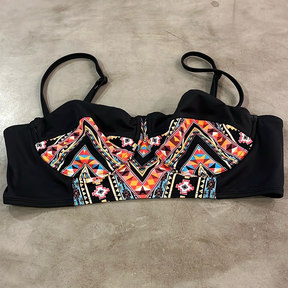 Aztec Print Swim Suit Top with underwire support & adjustable straps